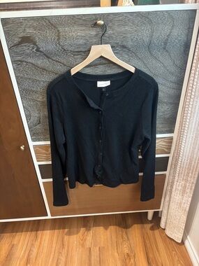 Universal Thread Black Ribbed Button-Up Cardigan